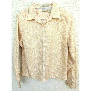 L.L.Bean M long sleeve button front pink mini-floral blouse work office